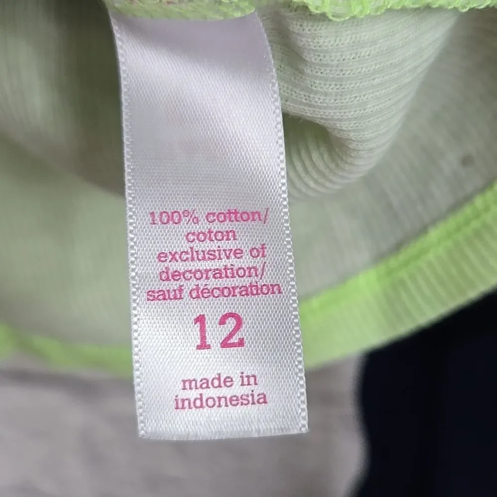 Justice Girls Layered Top Size 12 Navy Lime Graphic Shirt Tween Everyday Tee